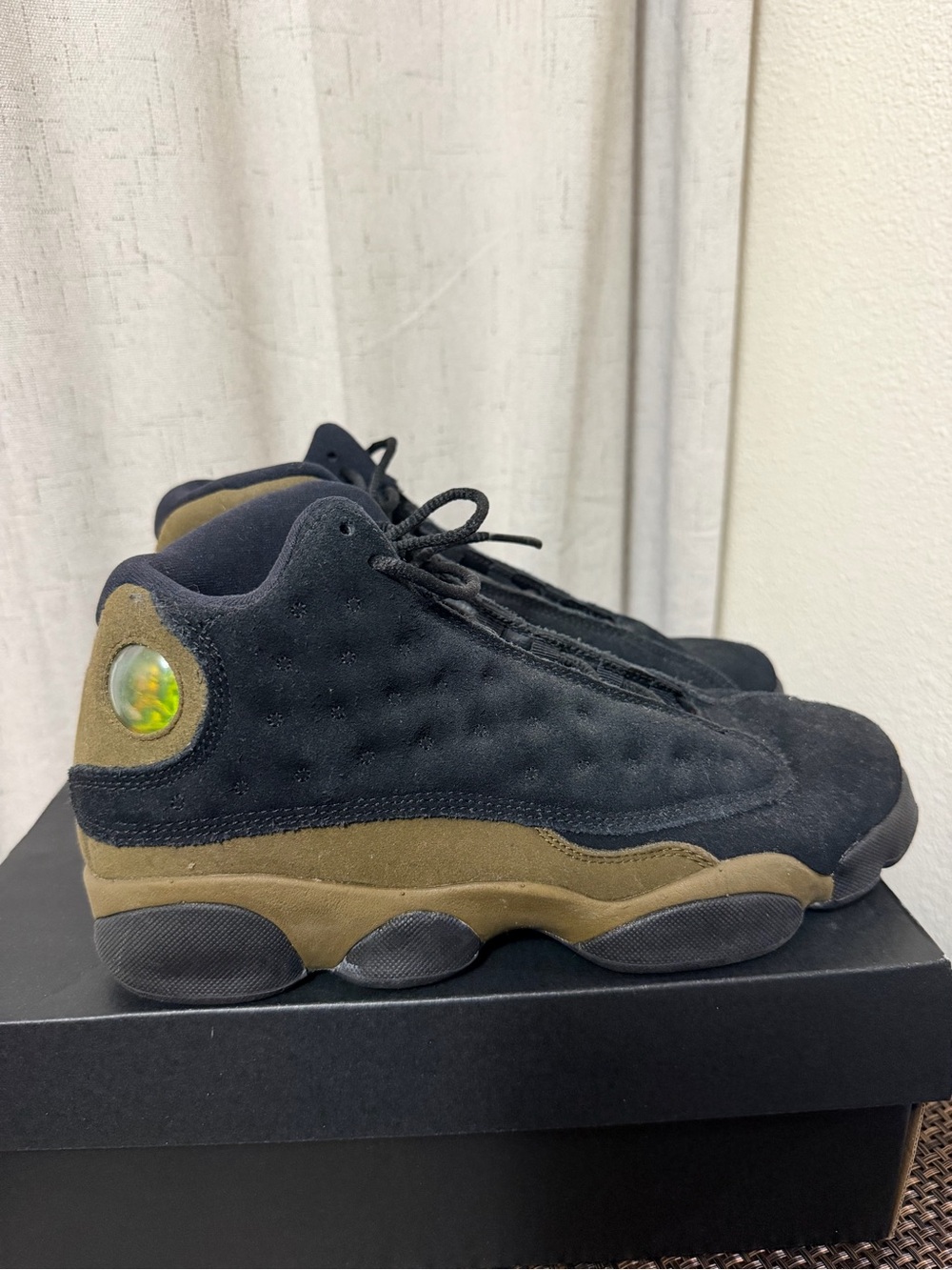 Nike Air Jordan 13 Retro Olive Canvas Black Red GS Size 7Y Sneakers No Box